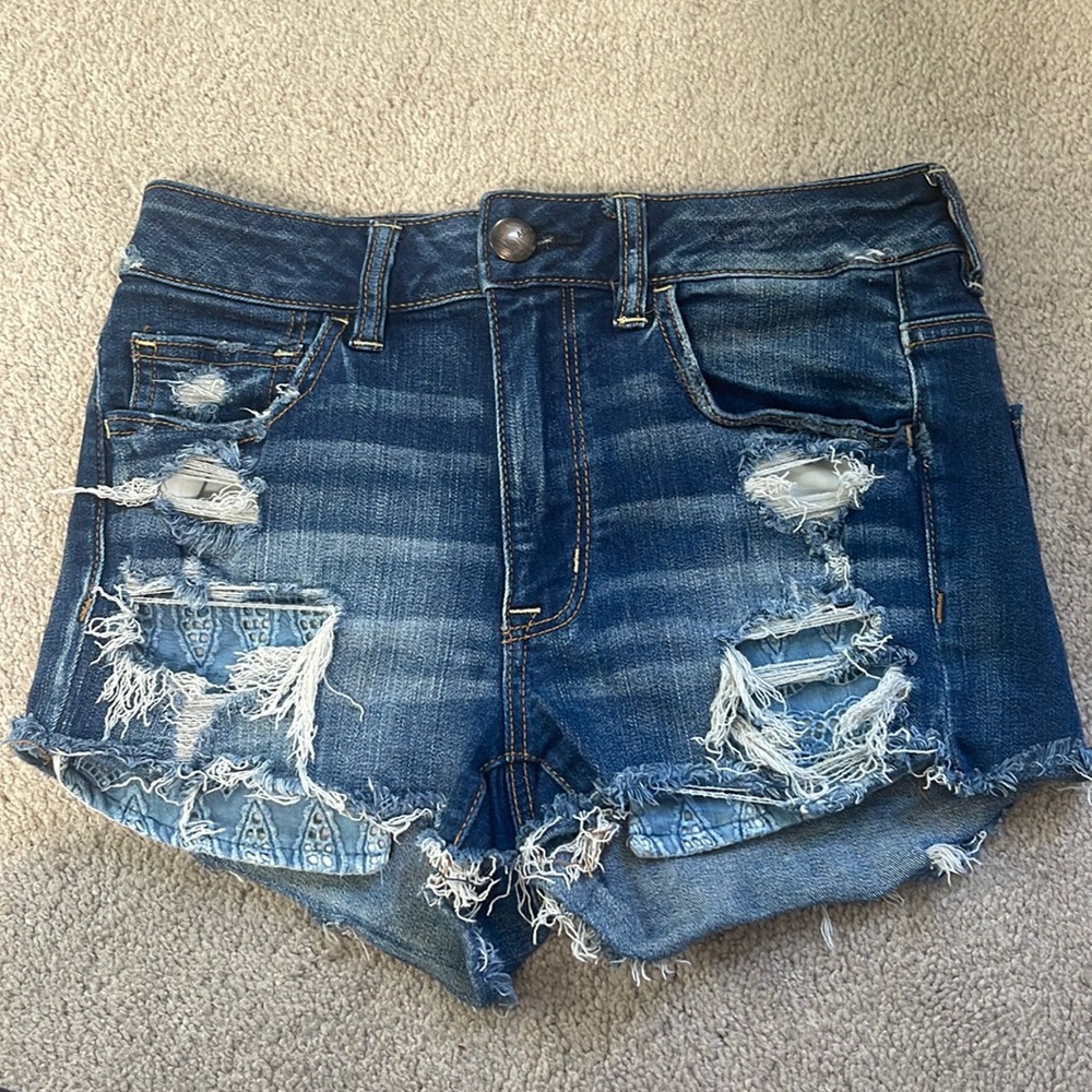 American eagle hi-rise shortie jean shorts